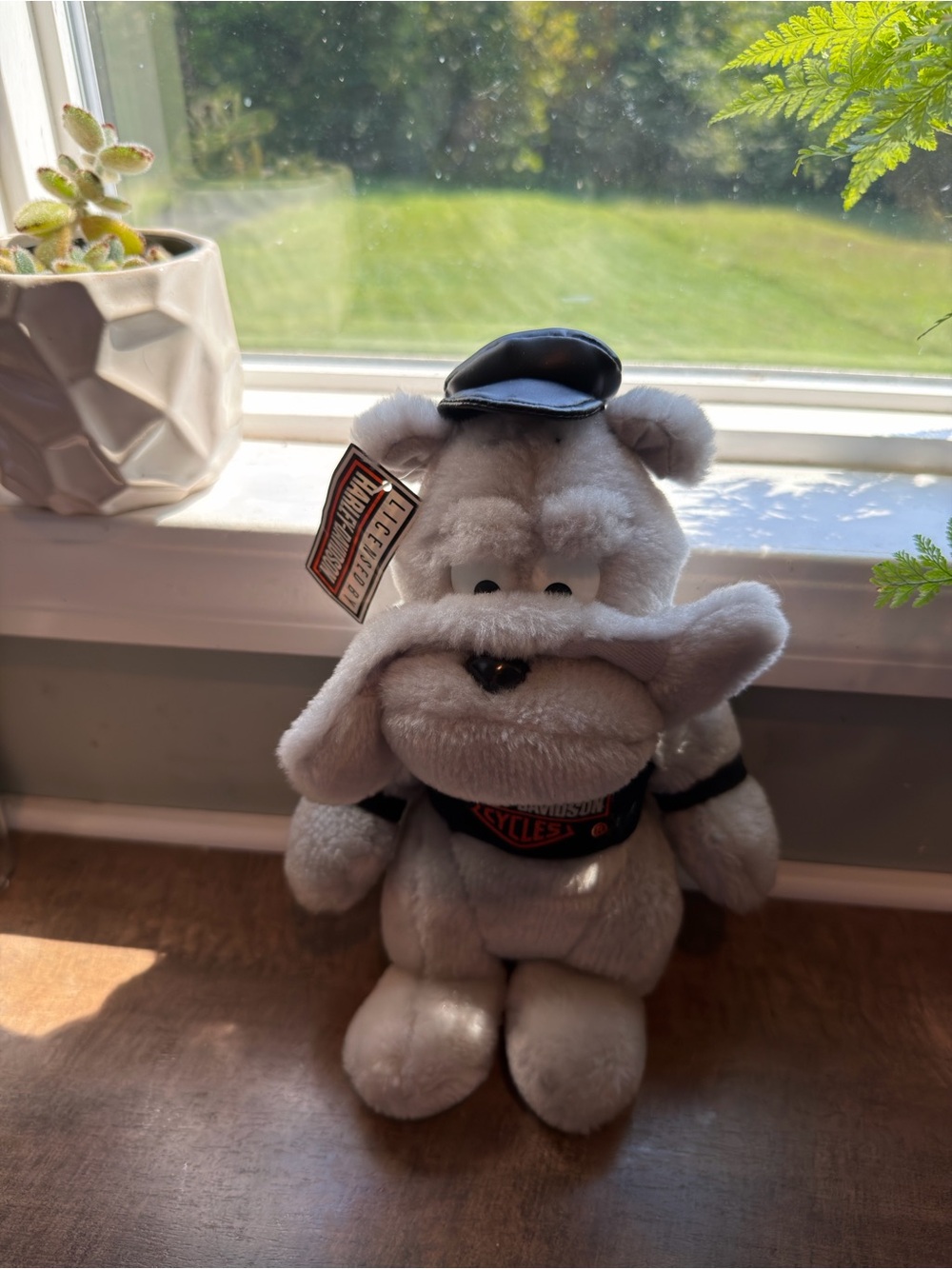 Harley-Davidson Gray Plush Bulldog with Black Cap